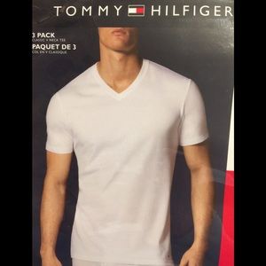 New Tommy Hilfiger 3 Pack White Classic Fit V-Neck T-Shirts NWT S,M,L,XL